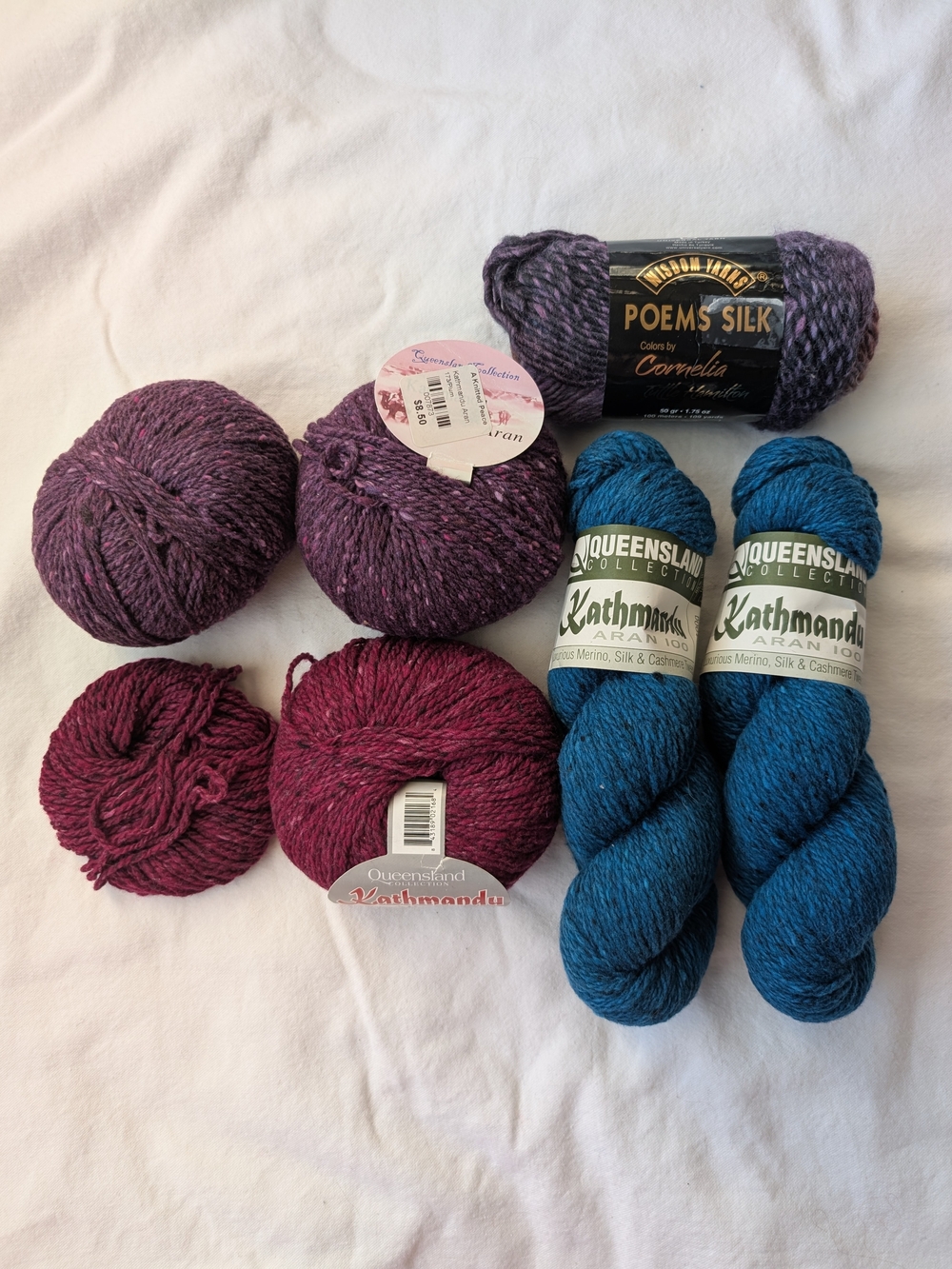 Lot Of Wool Silk Cashmere Blend Yarns - 5 Full Skeins & 2 Partial Skeins